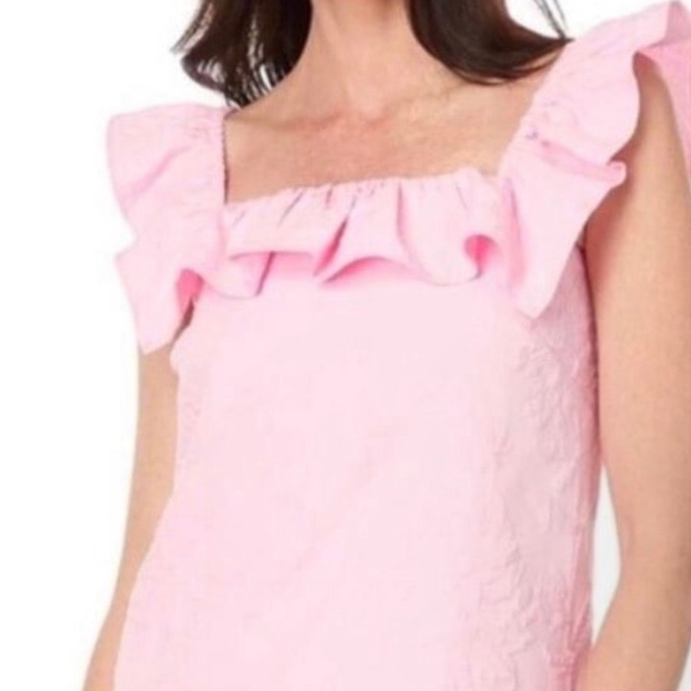 Lilly Pulitzer Pink Ruffle Square-Neck Tank